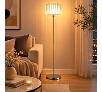 Globo Lampada Da Terra LED Acciaio Cromo Con Interruttore A Pedale H 150 Cm
