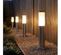 Luce per Esterni Piantana con Piedistallo Lampione Giardino Inox 1xE27 4er Set [EEK: Non valutato]