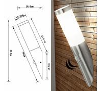 Globo Lampada Esterna Da Parete E Piantana Con Sensore, Acciaio Inox, IP44, 230V