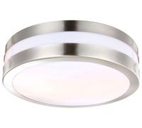 Globo Lampada Fuori Lucido Acciaio Raffinato, plastica Opaca, per Montaggio a soffitto IP44, D: 285, H: 85, escl. 2xE27 11W 230V