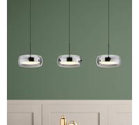 Globo Lampada LED a sospensione Livion, grigio fumo/nero, vetro, 85 cm Globo