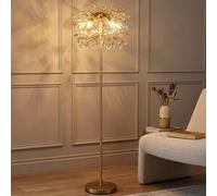 Globo Lampada Piantana in Metallo e Cristallo Oro LED H 155 cm 4W