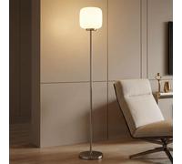 Globo Lampada Piantana LED Moderno Nichel 157 cm Con Interruttore A Pedale