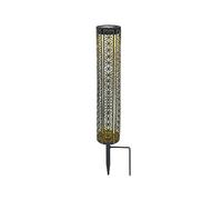 Globo - Lampada solare a LED cilindrica con fessure e decorazioni floreali, in metallo, 7 x 46 cm, colore: Nero/Oro