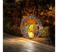 Globo Lampada Solare Da Esterno Con Paletto, Lampada Giardino LED 30 cm, Argento
