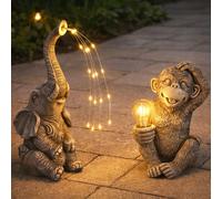 Globo Lampada Solare Da Esterno Elefante E Affe, Decorazione LED, 2 Pezzi [EEK: Non valutato]