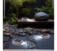 Globo Lampada Solare Da Esterno Grigio LED Design Pietra 3 Pezzi