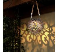 Globo Lampada Solare Esterna, Lampada a Sospensione in Canapa LED, IP44, 12 cm