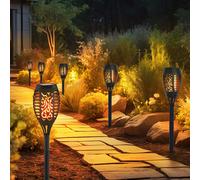 Globo Lampada Solare Esterno Giardino LED Effetto Fuoco Picchetto Nero Set 6 [EEK: Non valutato]