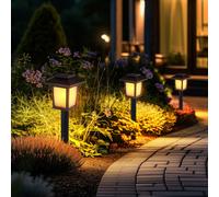 Globo Lampada Solare LED Da Esterno Lanterna Effetto Fiamma 3er Set Nero IP44