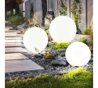 Globo Lampada Solare LED da Giardino IP44 Con Piquet Bianco Set 3