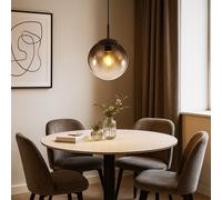 Globo Lampada Sospensione Da Soffitto Vetro Sfera Fumo Nero 1 Luce 20 cm [EEK: Non valutato]