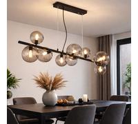 Globo Lampadario 9 luci LED Sfera in vetro affumicato nero, Interno