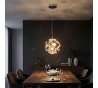 Globo Lampadario a LED Cromato, Ottica Cristallo, 150 cm, 28 cm, Sil di [EEK: E]