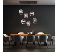Globo Lampadario A Sospensione 6 Luci Metallo Nero Lampada Da Soffitto [EEK: Non valutato]