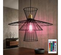 Globo Lampadario a Sospensione RGB LED 1 Luce Metallo Nero Dimmabile