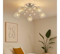 Globo Lampadario Da Soffitto LED 5 Luci Cristallo Acciaio Cromato Acryl 54 cm
