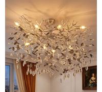 Globo Lampadario LED Fumo Cristalli Plafoniera 7 Luci 85 cm [EEK: E]