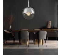 Globo Lampadario Pendellampe Cromato Vetro Trasparente Sfera E27 1 Luce 25 cm [EEK: Non valutato]