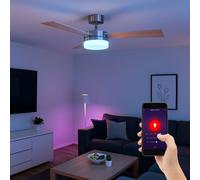Globo Lampadario Ventilatore Da Soffitto Smart RGB LED 3 Pale 105 cm App