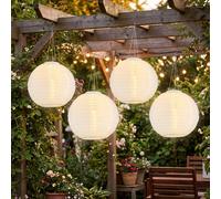 Globo Lampion Solare a LED Da Esterno Lampada Pensile, Bianco, 30 cm, 4 Pezzi [EEK: Non valutato]
