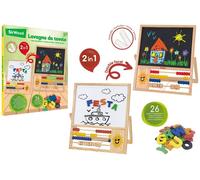 GLOBO LAVAGNA IN LEGNO 2 IN 1 MAGNETICA + GESSI + CON 26 LETTERE 40420