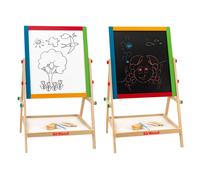 SirWood- Lavagna in Legno Double Face, Altezza Regolabile, con gessetti e cancel