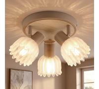 Globo LED Deckenlampe Deckenstrahler 3 Luci Camera Beige Rotabile Vetro Ø 34 cm