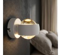 Globo LED Lampada Parete Up&Down Camera Letto Bianco Metallo Vetro 7W