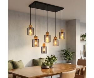 Globo LED Lámpara a sospensione 6 luci Nero Metallo H 120 cm