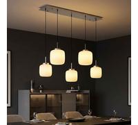 Globo LED Pendellampe Hängeleuchte Nickel Metall Glas Opal 130 cm 5 Luci