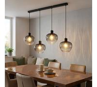 Globo LED Pendellampe Hängeleuchte Wohnzimmer 4 Licht Rauchglas Schwarz H 120 cm