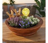 Globo LED Solarleuchte Pflanzschale Esterno Deko Blumentopf Opal Marrone 26 cm [EEK: Non valutato]