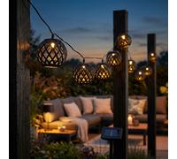 Globo Lichterkette Solarleuchte Esterno Balcone Deko A Sfera LED 410 cm Nero