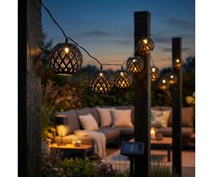 Globo Lichterkette Solarleuchte Esterno Balcone Deko A Sfera LED 410 cm Nero