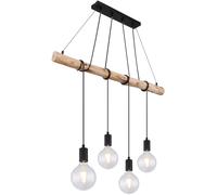 Lampada a Sospensione in Legno e Metallo nero opaco Auston 4 x E27 Globo Lightin