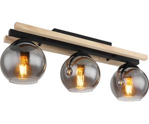 Globo Lighting Conni lampada da soffitto 3x25 W nero-fumé-legno 15569-3D