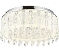 Plafoniera lampada da soggiorno LED cristalli piuma telecomando dimmerabile D 58,5 cm