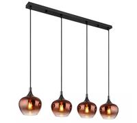 Luce a Sospensione Luci Soggiorno Lampada 4xE27 Sala da Pranzo Vetro Nero Rame [EEK: Non valutato]