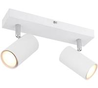 Globo Faretto da soffitto Robby, bianco, lunghezza 26 cm, a 2 luci, metallo Globo