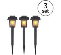 Globo Lampada LED con picchetto 33577-3, nero, plastica, 3 unità Globo