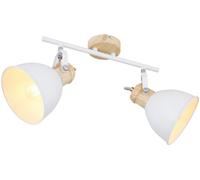 Globo Plafoniera Wiho di metallo, bianco/legno, 2 luci Globo