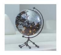 Globo Mappamondo Illuminato LED 20 CM Base in Metallo - Lampada da Tavolo con Mondo Decorativa per Casa, Ufficio, Scuola - Rotazione Manuale 360° - Idea Regalo Educativa Bambini (Nero e Argento)