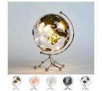 Globo Mappamondo Illuminato LED 20 CM Base in Metallo - Lampada da Tavolo con Mondo Decorativa per Casa, Ufficio, Scuola - Rotazione Manuale 360° - Idea Regalo Educativa Bambini (Oro)