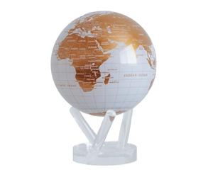 Globo MOVA Mappa Weiß und Gold del Mondo 4.5" con Base, Globo Rotante Alimentato a Energia Solare, Regalo Unico e Decorazione per Casa o Scrivania per Uomini, Donne, Bambini.