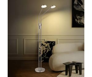 Globo Piantana LED Silvio, a 2 luci, nichel, CCT, dimmerabile Globo