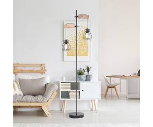 Globo Piantana Mina, nero/marrone, altezza 168 cm, metallo/legno Globo