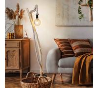 Globo Piantana Nerida, marrone chiaro, legno/canapa, altezza 150 cm Globo