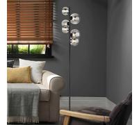 Globo Piantana Riha, altezza 155 cm, nera/fumo, a 6 luci. Globo