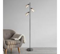Globo Piantana Villegas, nero/grigio, vetro, 161 cm, 3 bracci, E14 Globo